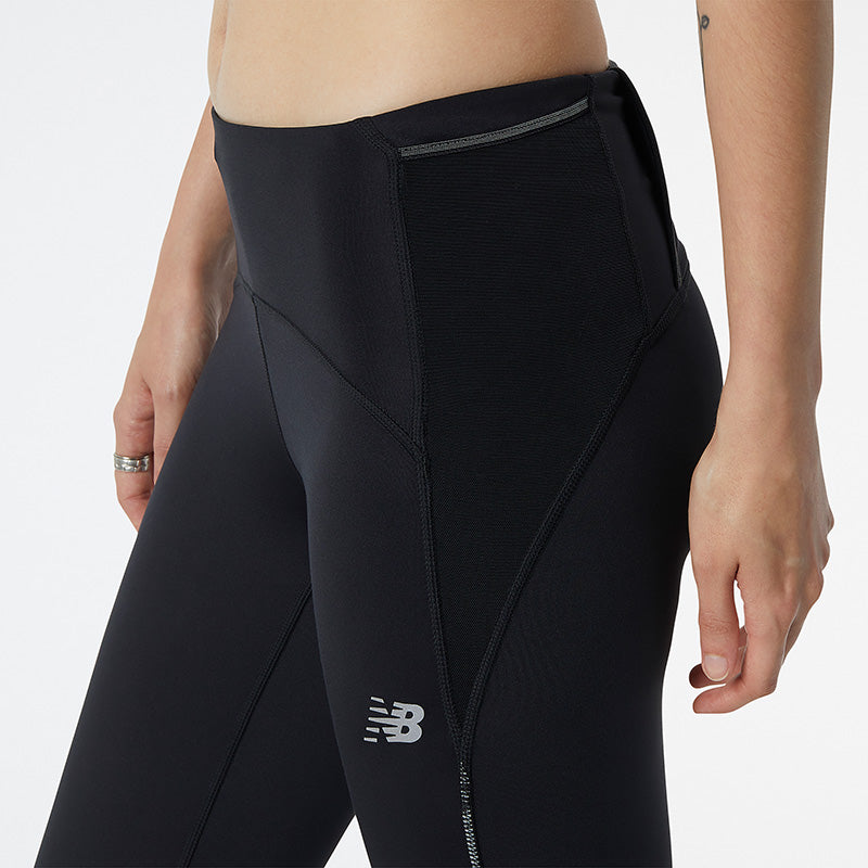 Zoomed in side  view of the NB Women's Impact Run Legging in Black