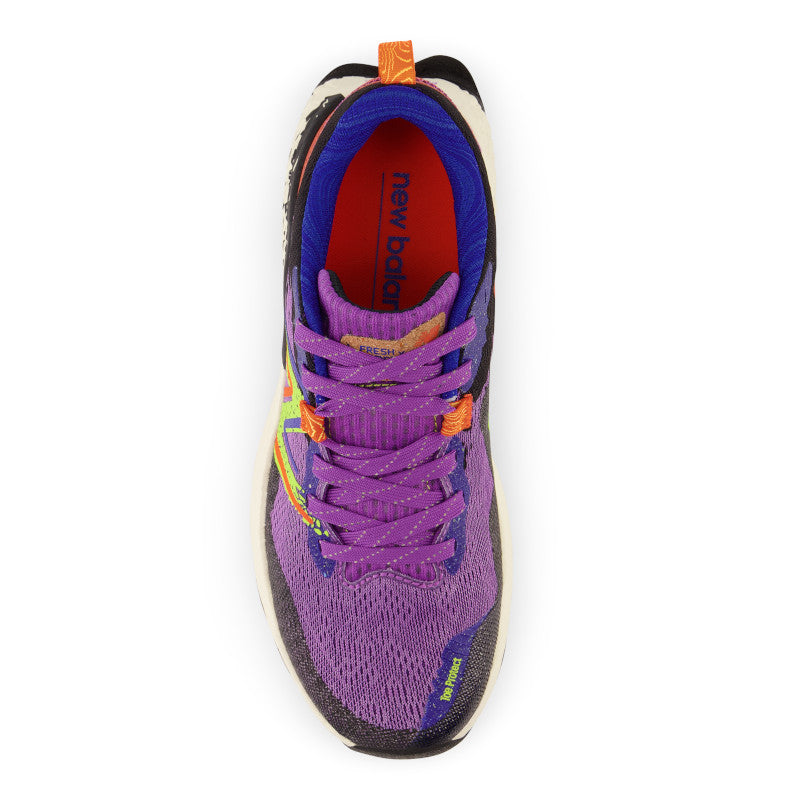 Top view of the Women's Trail Hierro V7 by New Balance in the color Mystic Purple / Poppy